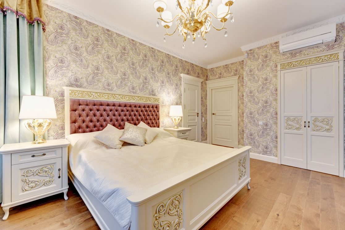 wytworna sypialnia, projekt i wykończenie, Warszawa